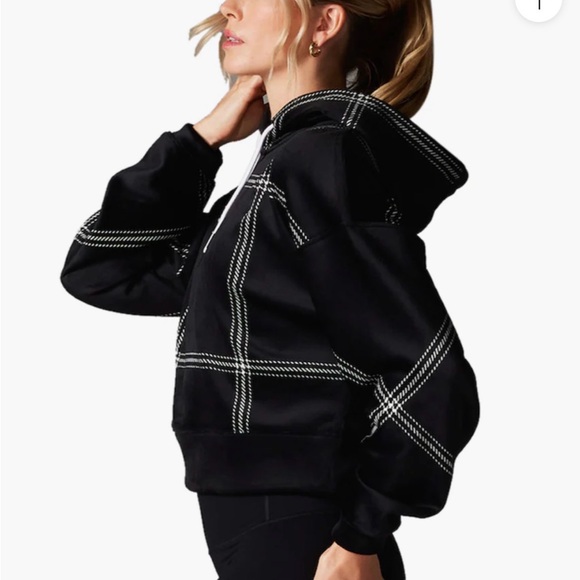 TAVI - GLAMPING Hoodie - Black with White Accents 'Window Pane' Design - NWT - Picture 2 of 6